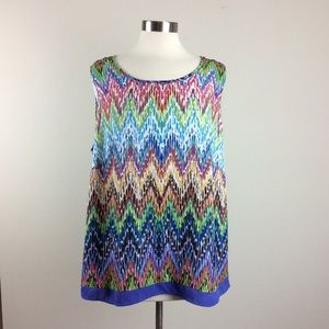 Zac & Rachel flame-stitch Split Back Top Size 2X